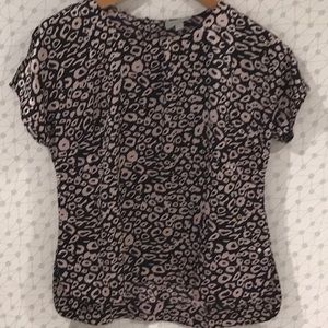 Taupe/black leopard print blouse